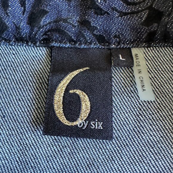 LIKE NEW 6 by Six Denim Jacket with Black Velvet Design - Picture 3 of 9